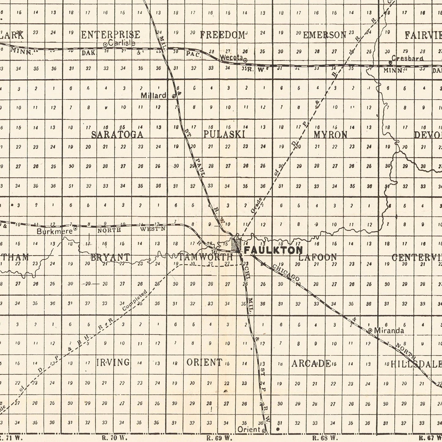 Vintage Map of Faulk County, South Dakota 1901