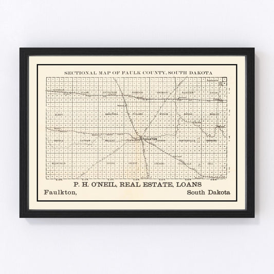 Vintage Map of Faulk County, South Dakota 1901