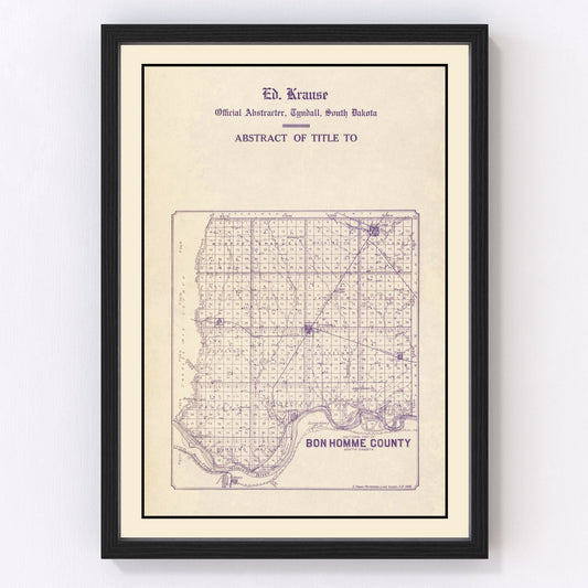 Vintage Map of Bon Homme County, South Dakota 1906