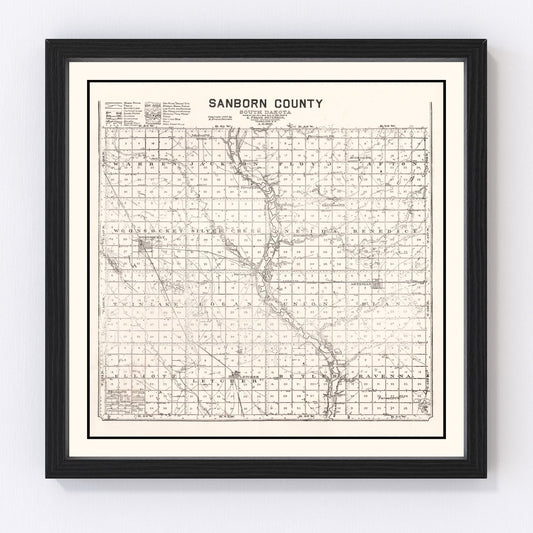 Vintage Map of Sanborn County, South Dakota 1900