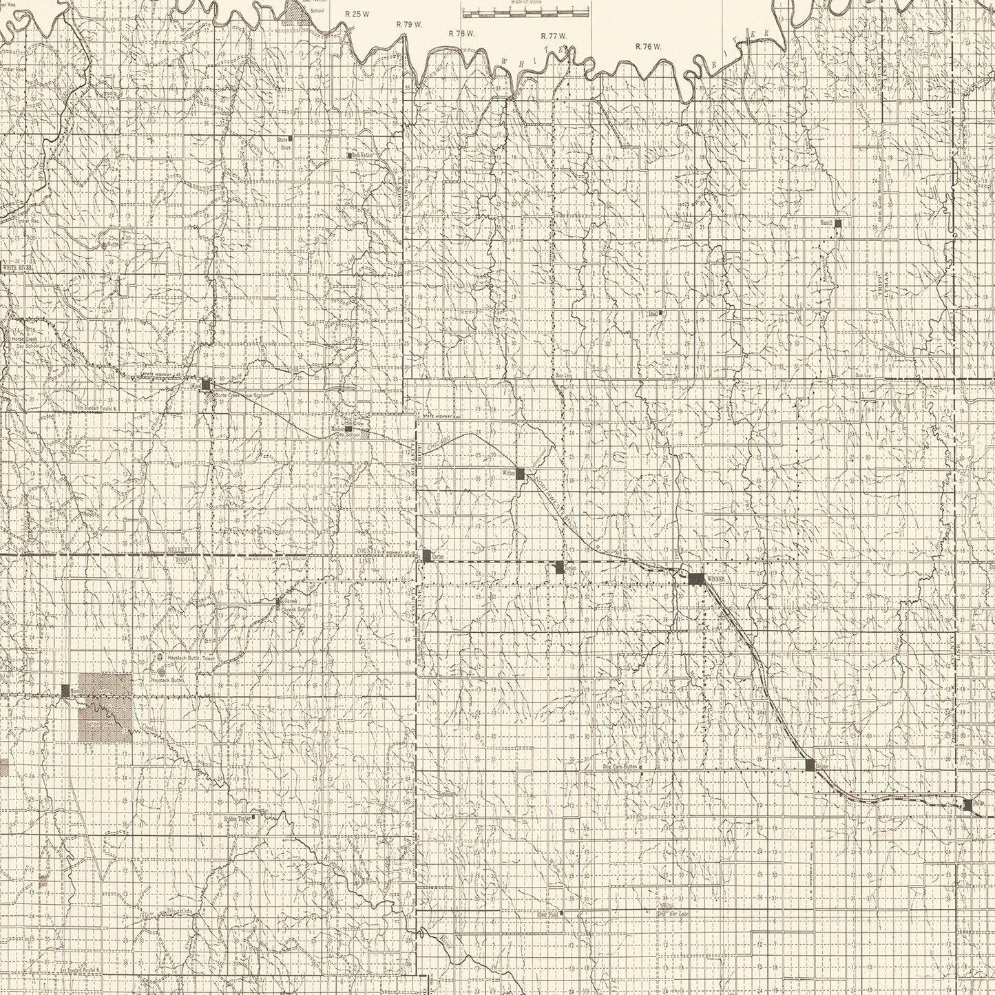 Vintage Rosebud Indian Reservation Map 1940