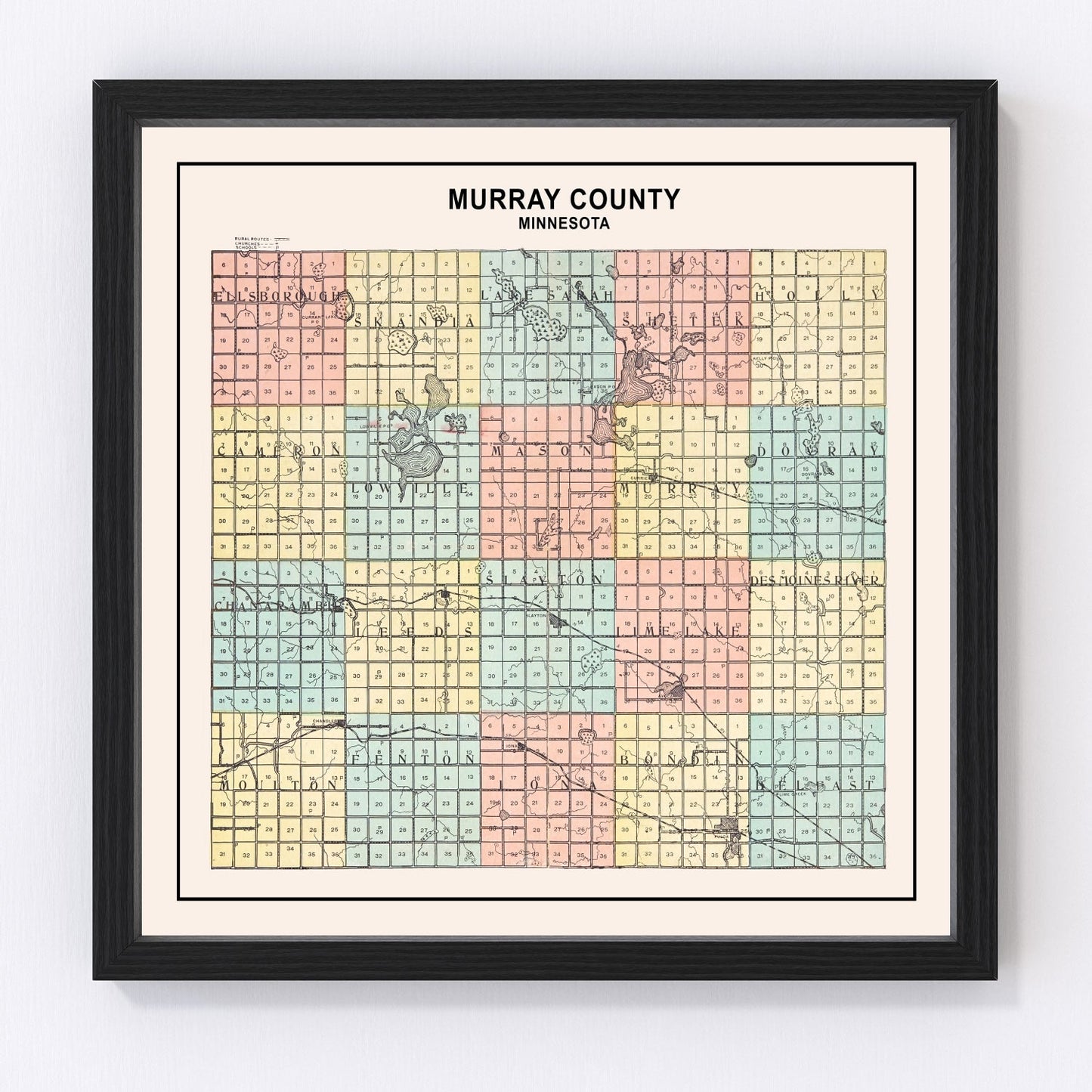 Vintage Map of Murray County, Minnesota 1907