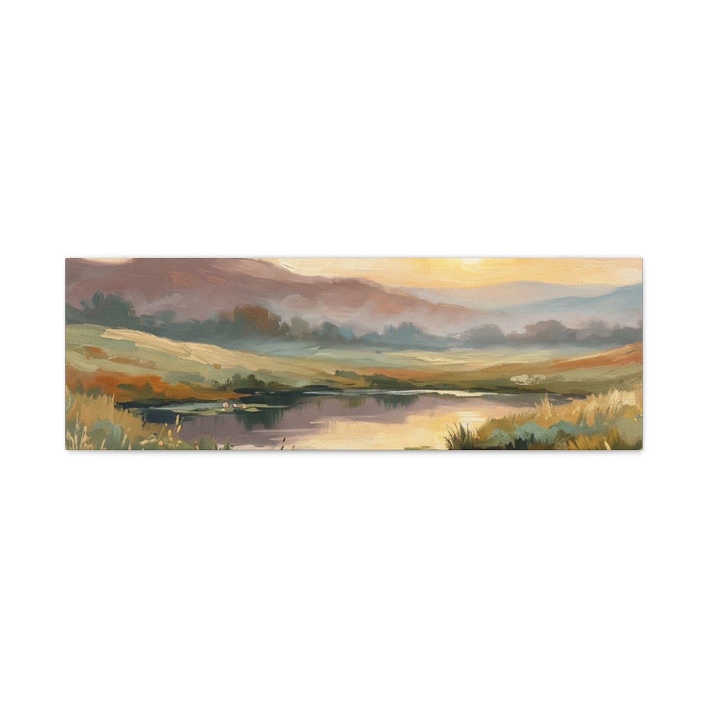 Sunset Meadow Canvas Wall Art — Stretched Matte Landscape Print