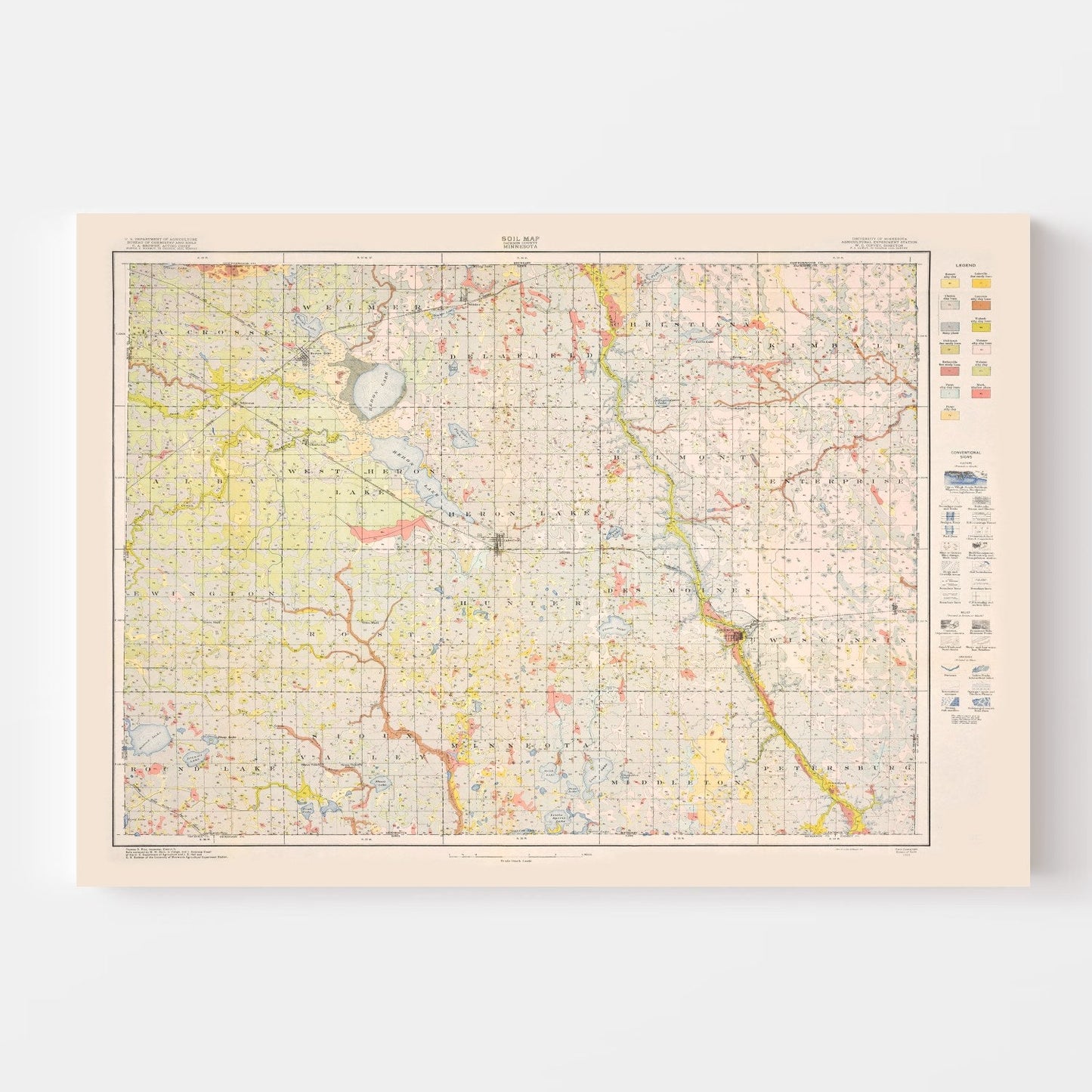 Vintage Map of Jackson County, Minnesota 1923