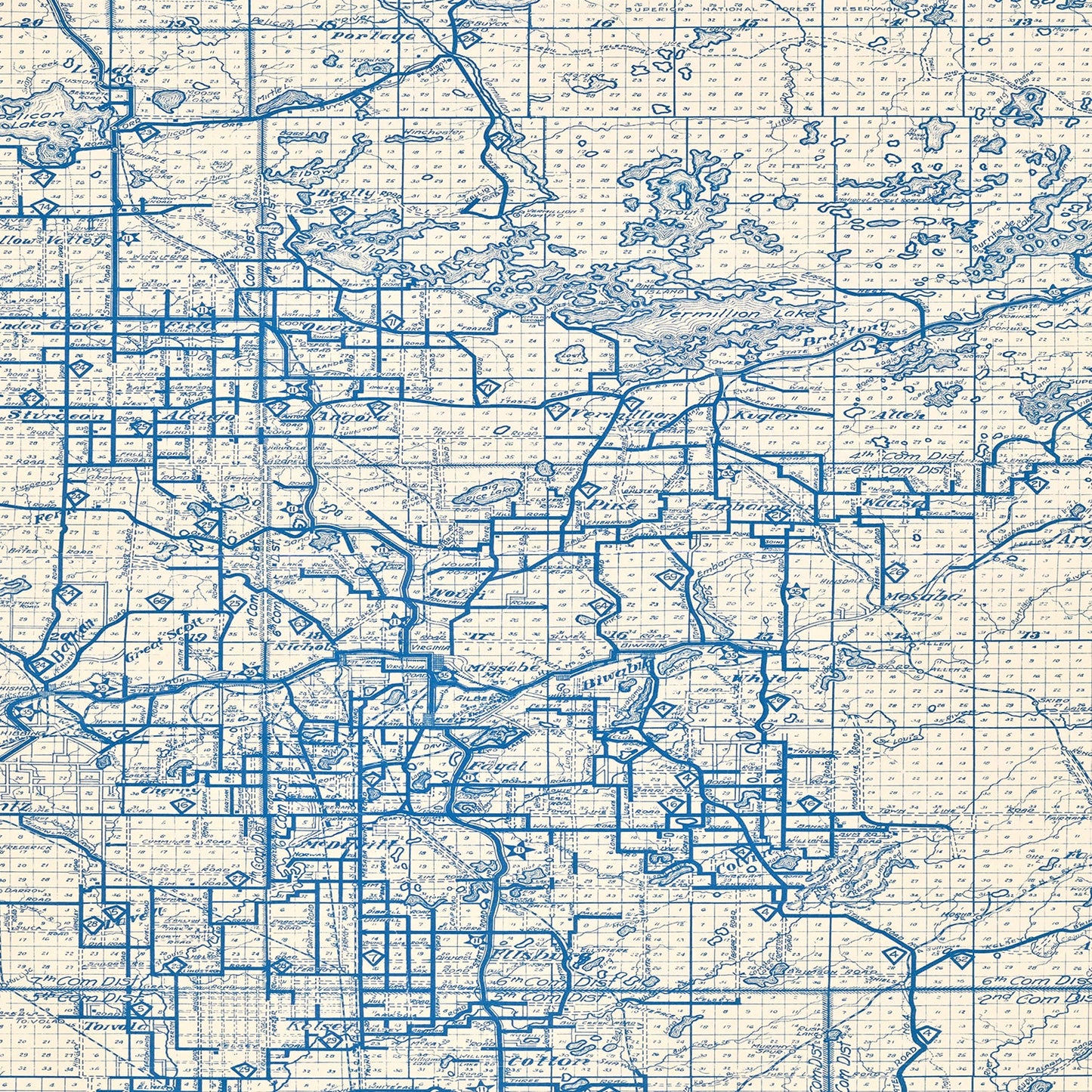Vintage Map of St. Louis County, Minnesota 1920