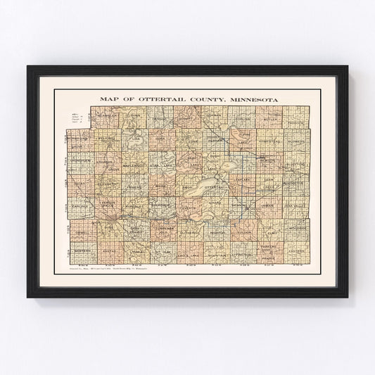Vintage Map of Ottertail County, Minnesota 1916