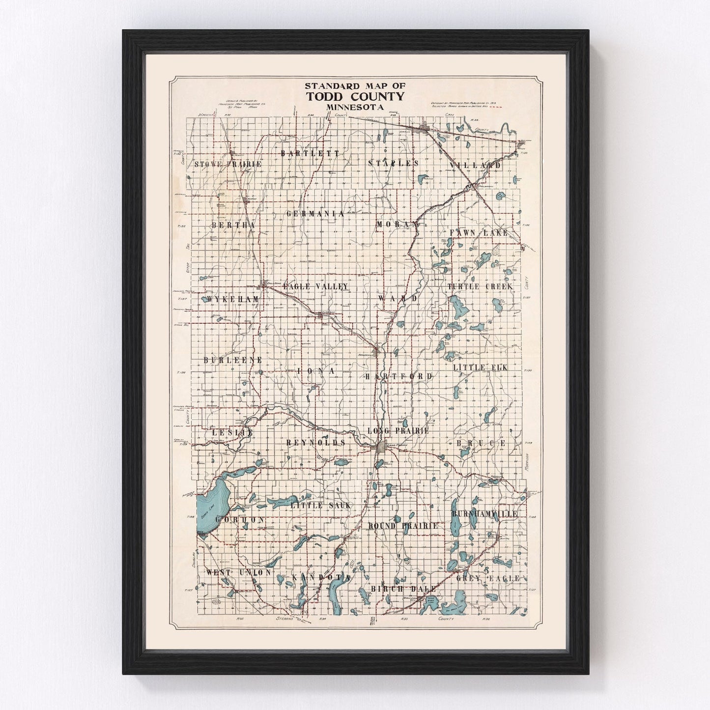 Vintage Map of Todd County, Minnesota 1913