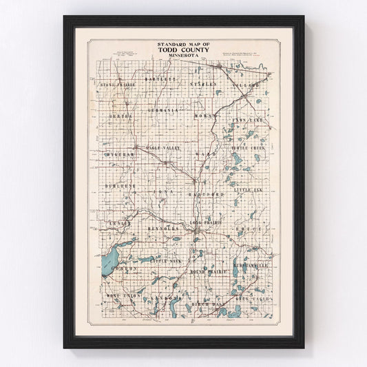 Vintage Map of Todd County, Minnesota 1913