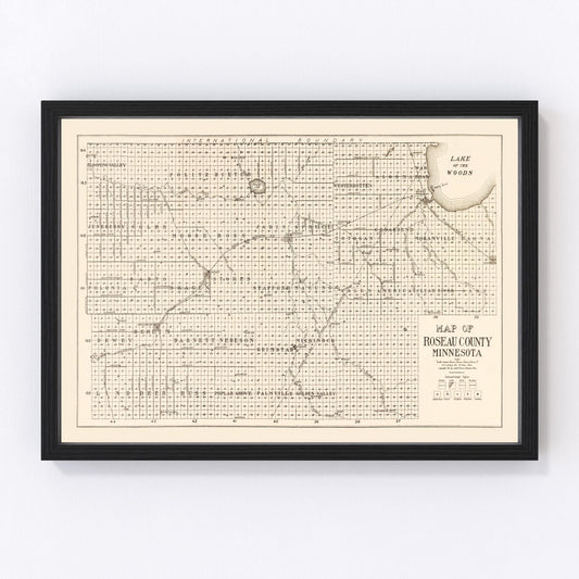 Vintage Map of Roseau County, Minnesota 1911