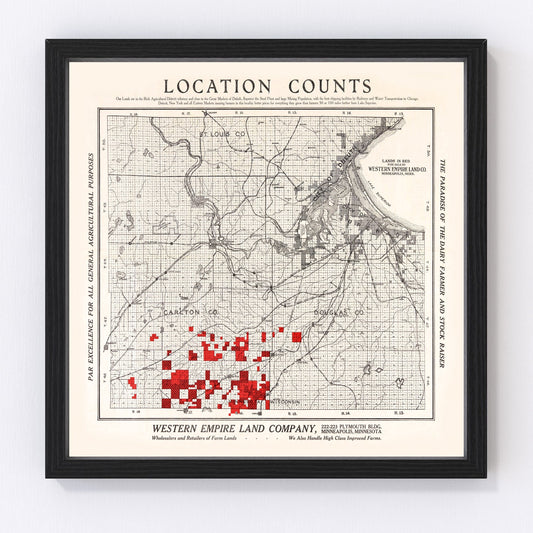 Vintage Map of Carlton County, Minnesota 1919