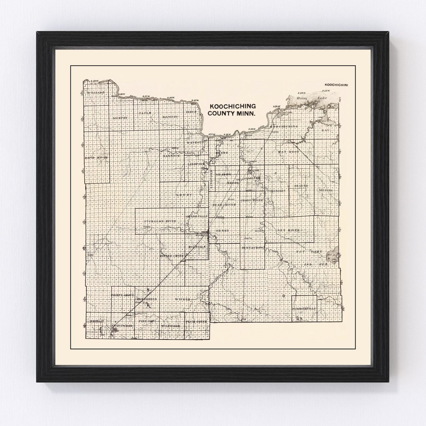 Vintage Map of Koochiching County, Minnesota 1919