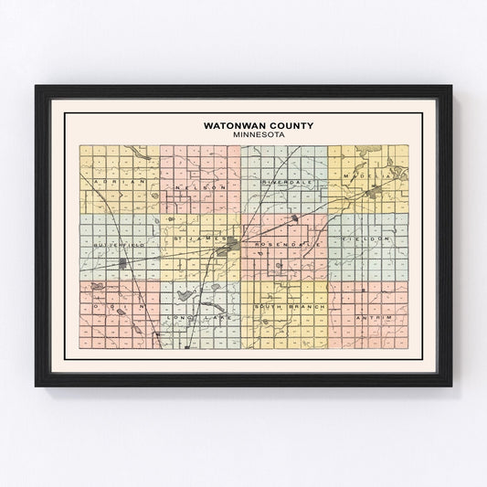 Vintage Map of Watonwan County, Minnesota 1907