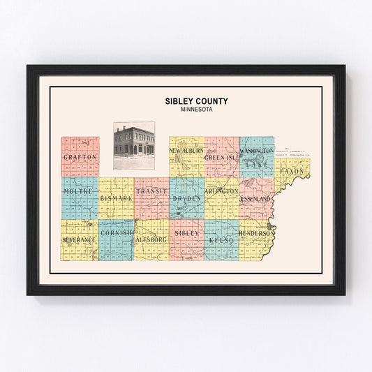 Vintage Map of Sibley County, Minnesota 1907