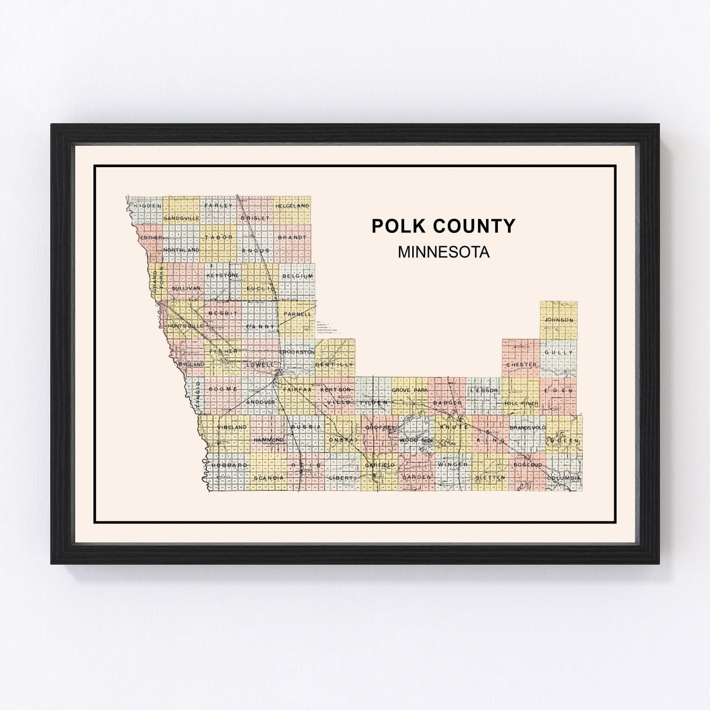 Vintage Map of Polk County, Minnesota 1907