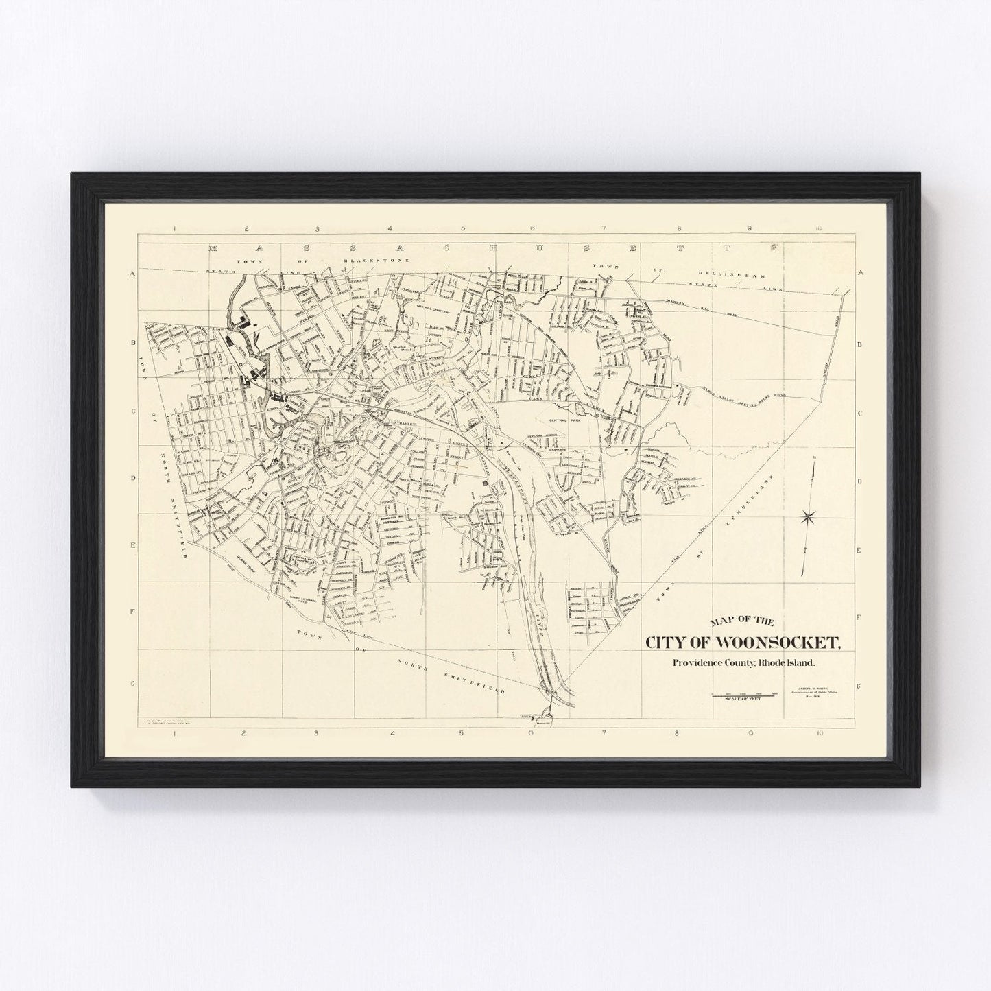 Vintage Map of Woonsocket, Rhode Island 1929