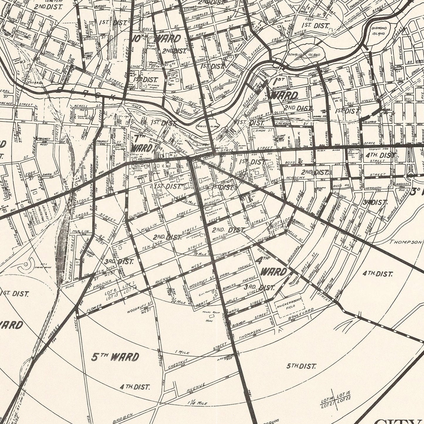 Vintage Map of Watertown, New York 1929