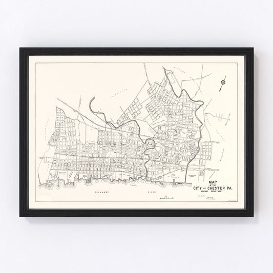 Vintage Map of Chester, Pennsylvania 1929