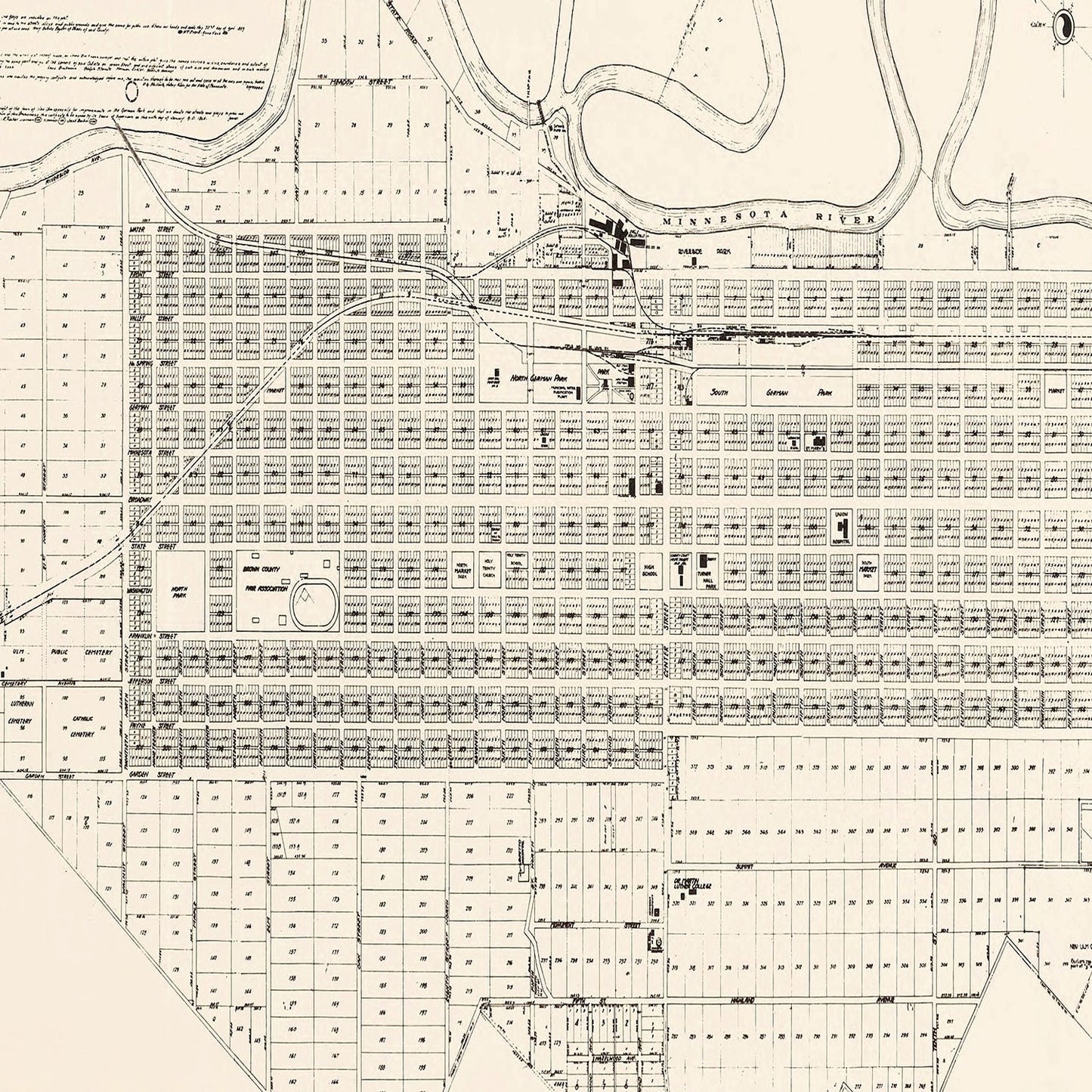 Vintage Map of New Ulm, Minnesota 1929