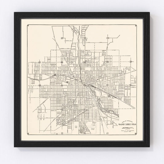 Vintage Map of Jackson, Michigan 1929