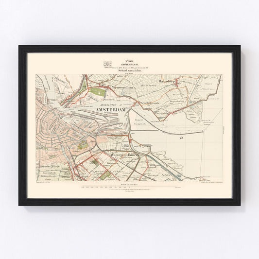 Vintage Map of Amsterdam, Netherlands 1929