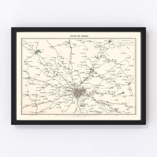 Vintage Map of Moscow, Russia 1928