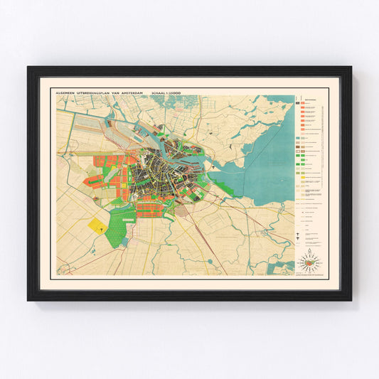 Vintage Map of Amsterdam, Netherlands 1927