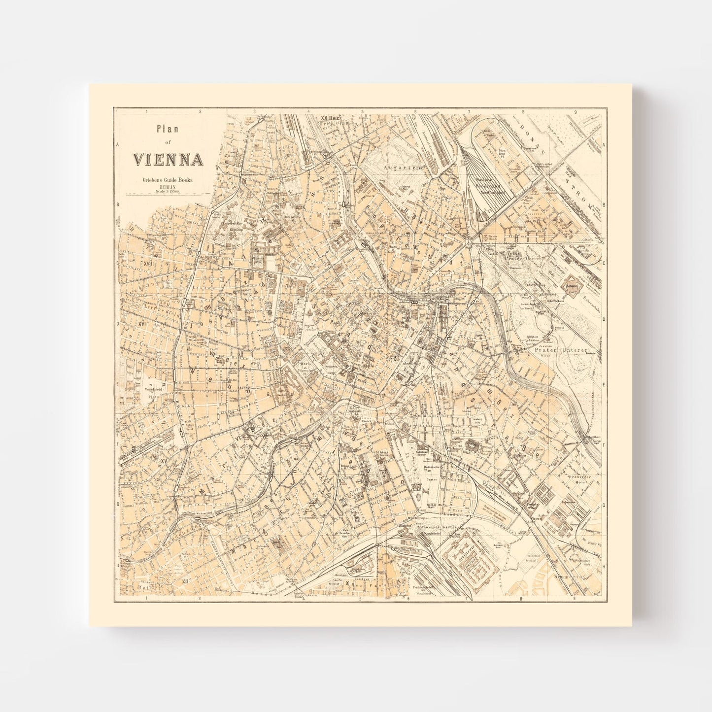 Vintage Map of Vienna, Austria 1923