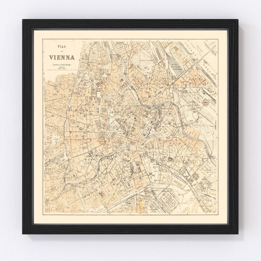 Vintage Map of Vienna, Austria 1923