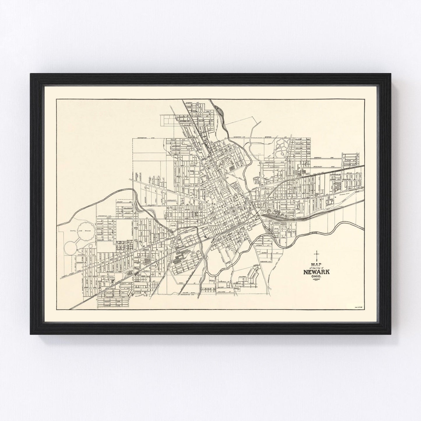 Vintage Map of Newark, Ohio 1921