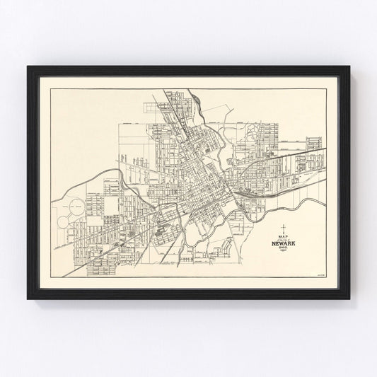 Vintage Map of Newark, Ohio 1921