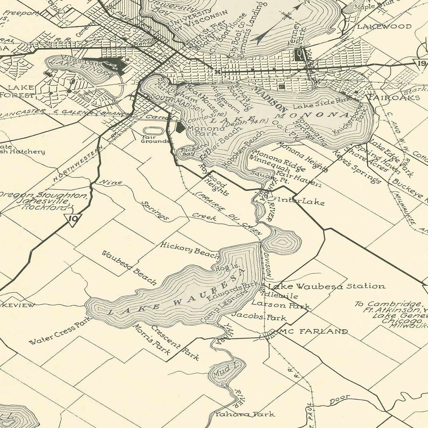 Vintage Map of Madison, Wisconsin 1929