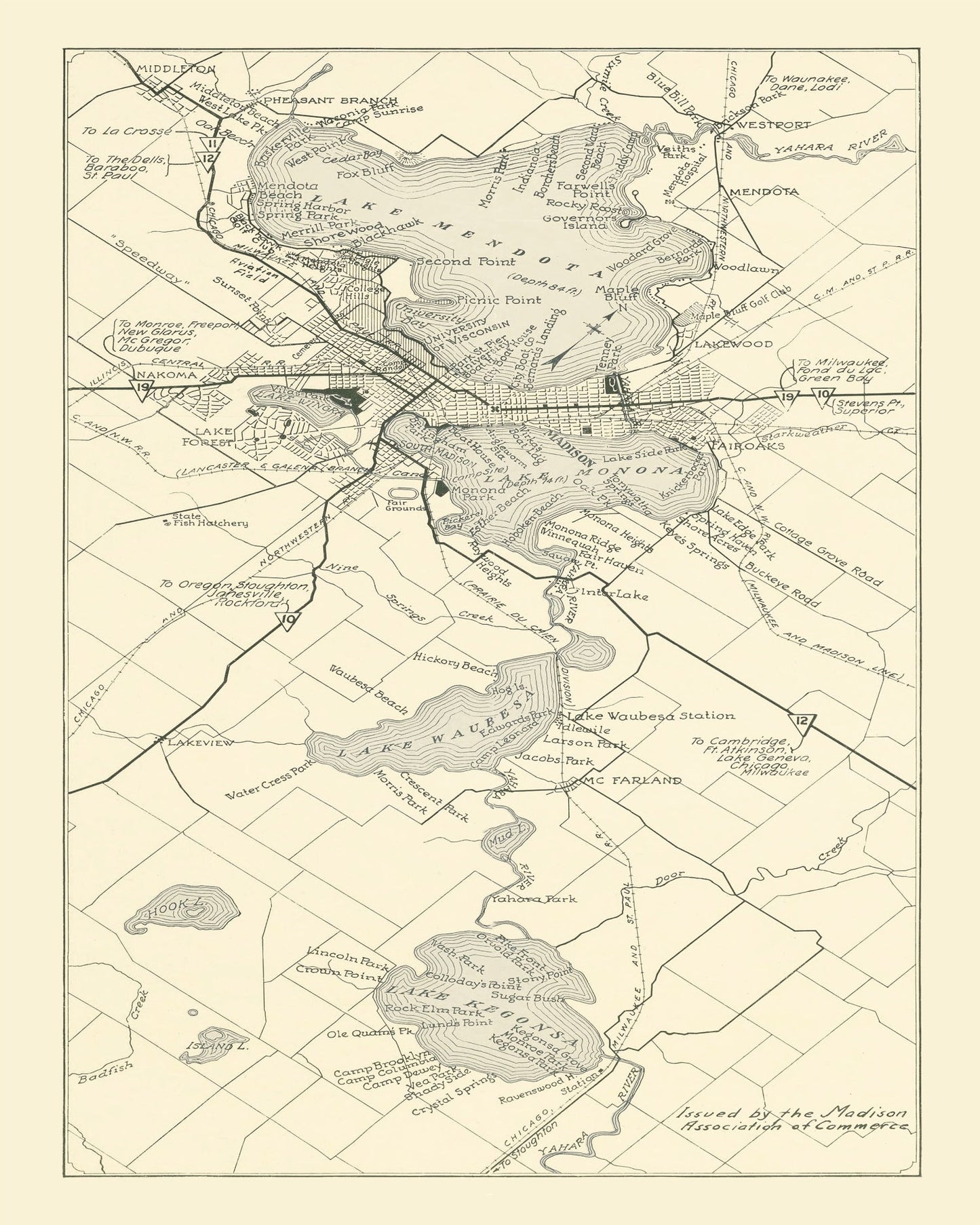Vintage Map of Madison, Wisconsin 1929