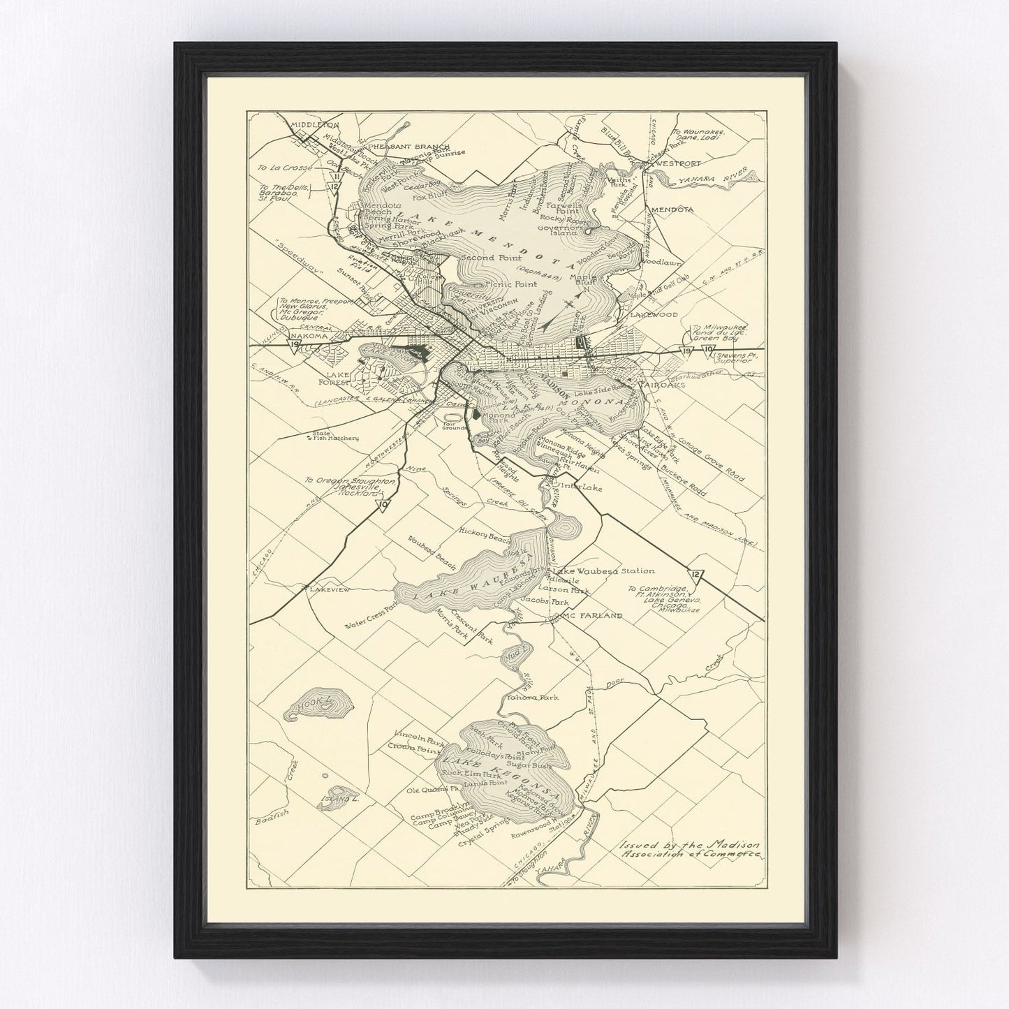 Vintage Map of Madison, Wisconsin 1929