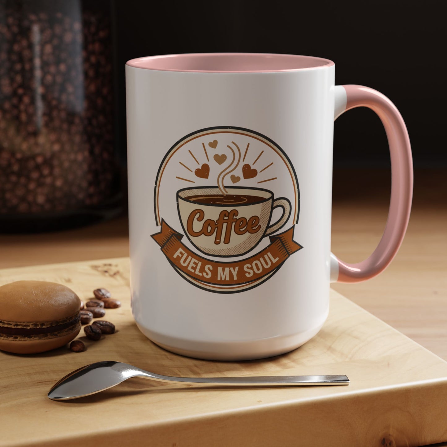Coffee Mug - "Coffee Fuels My Soul" Accent Ceramic Mug (11/15oz)