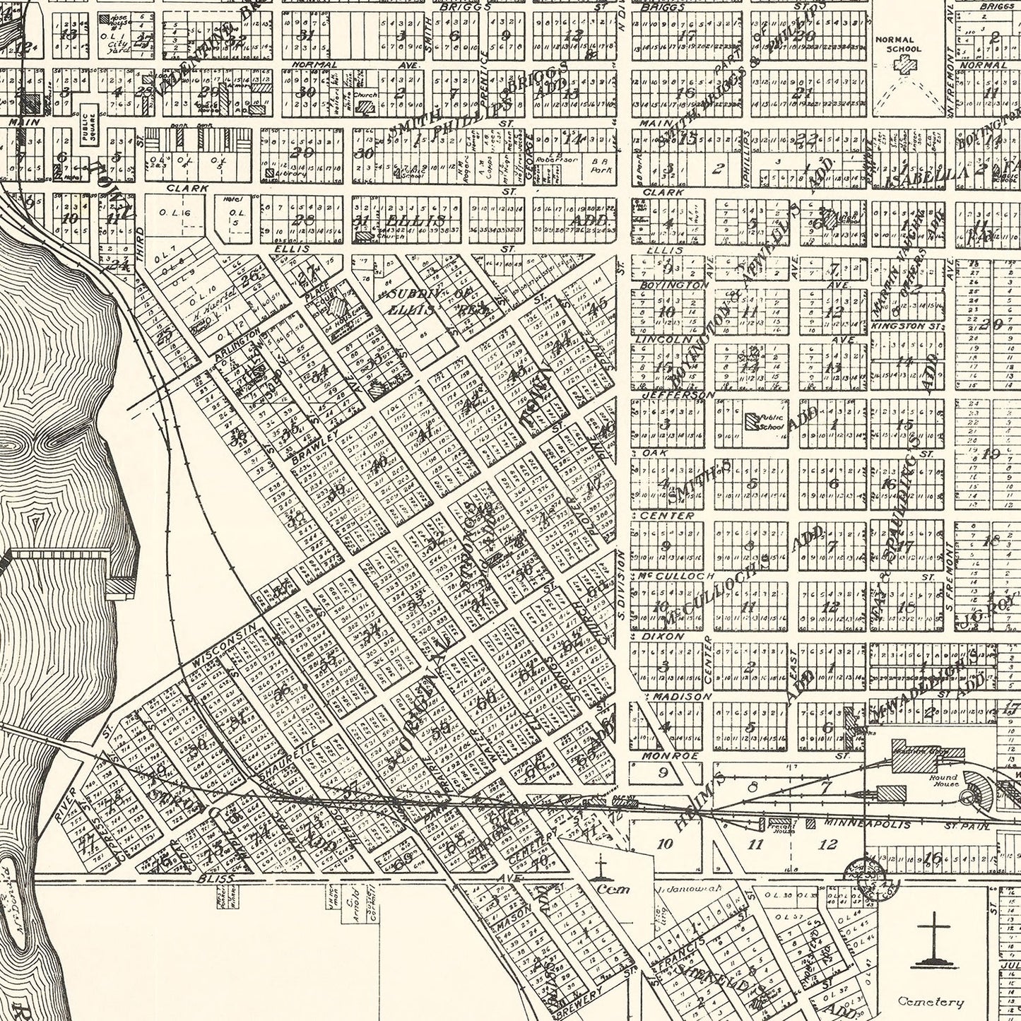 Vintage Map of Stevens Point, Wisconsin 1919