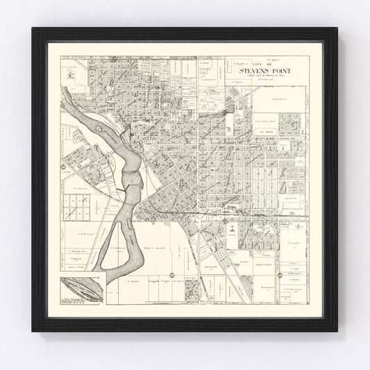 Vintage Map of Stevens Point, Wisconsin 1919