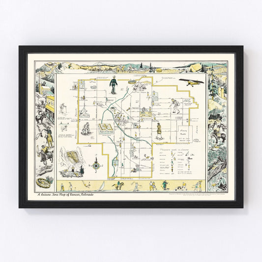 Vintage Map of Denver, Colorado 1945