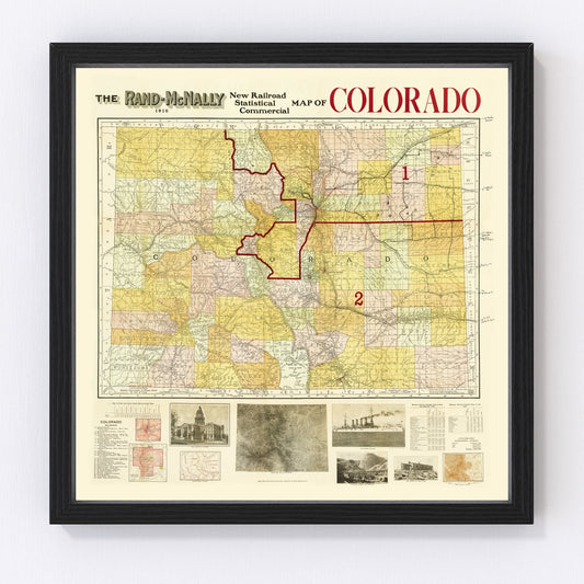 Vintage Map of Colorado 1910