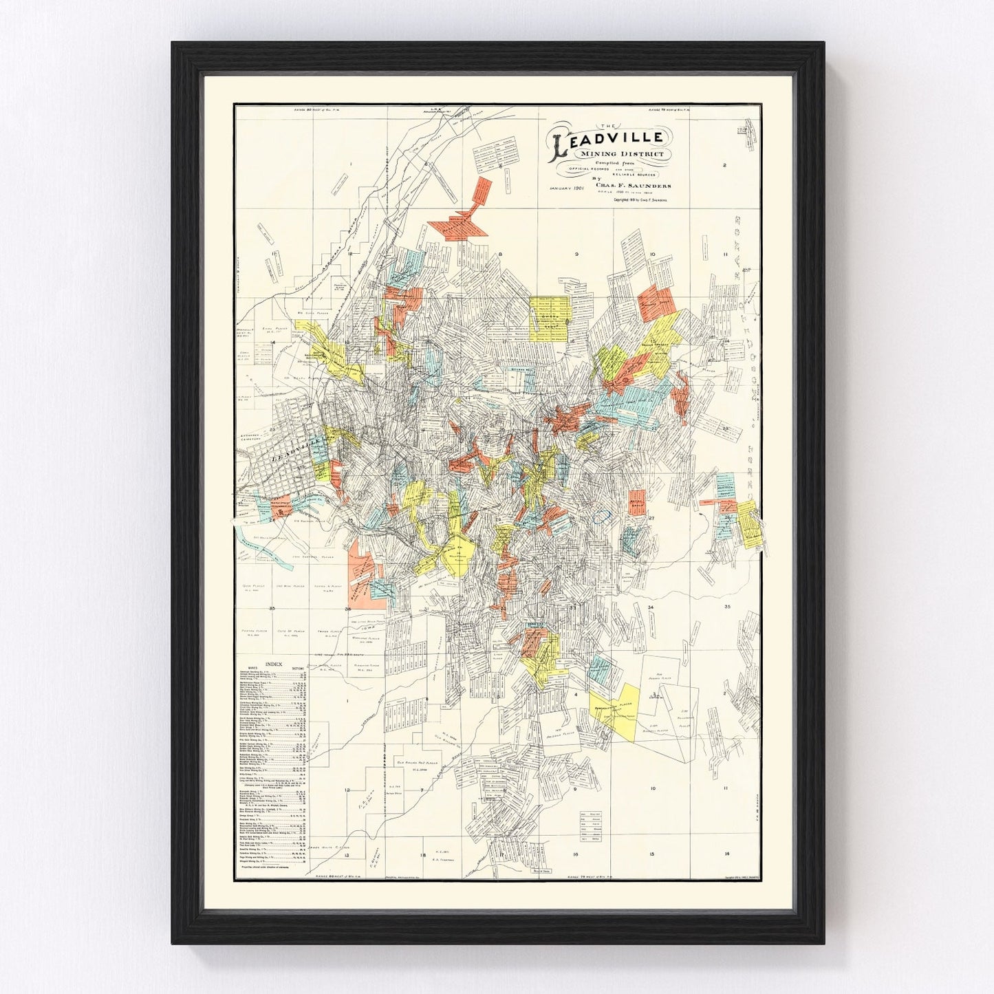 Vintage Leadville Mining District Map 1901