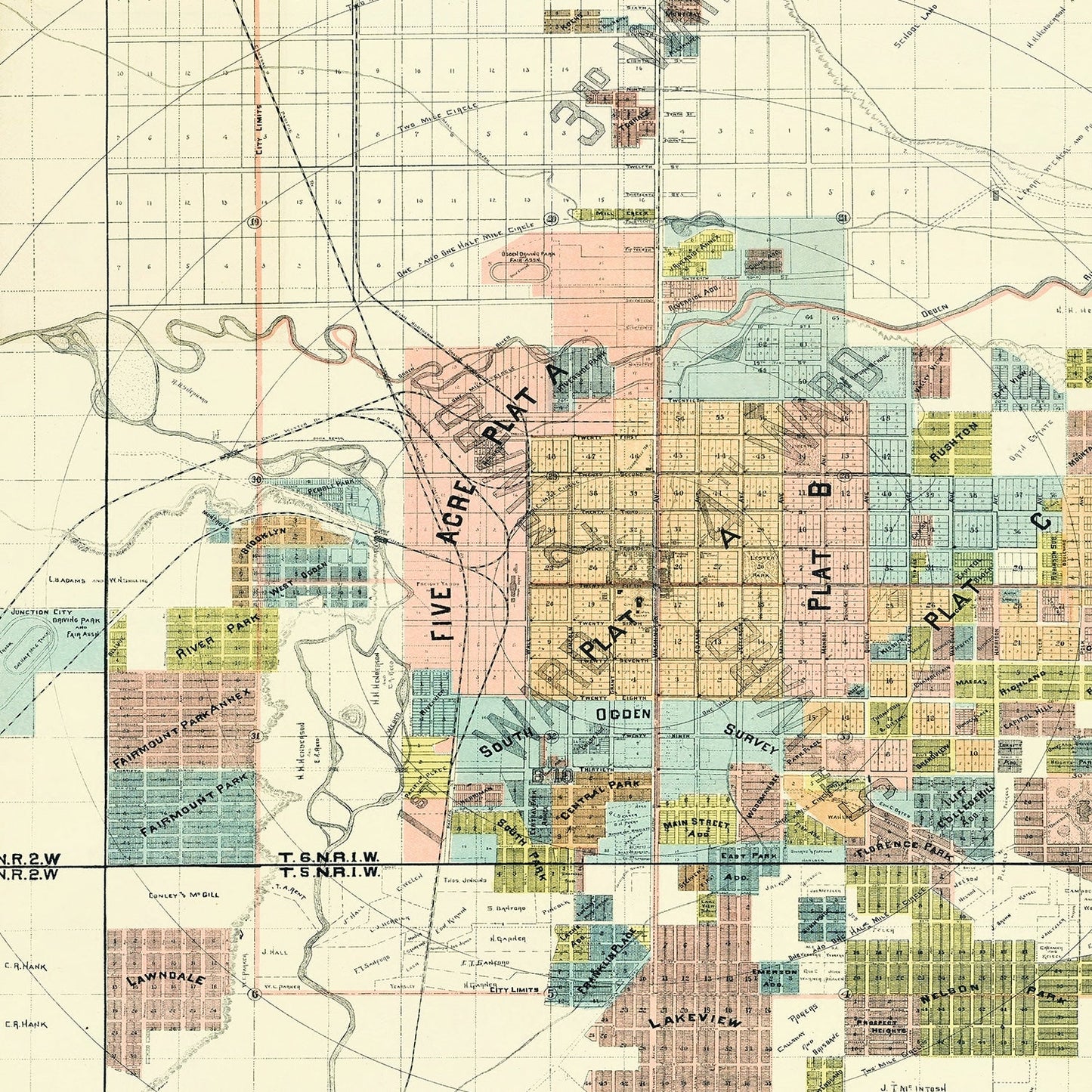 Vintage Map of Ogden, Utah 1891