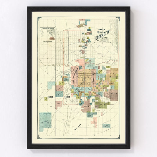 Vintage Map of Ogden, Utah 1891