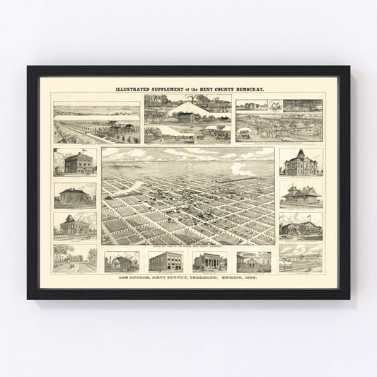 Vintage Map of Las Animas, Colorado 1888