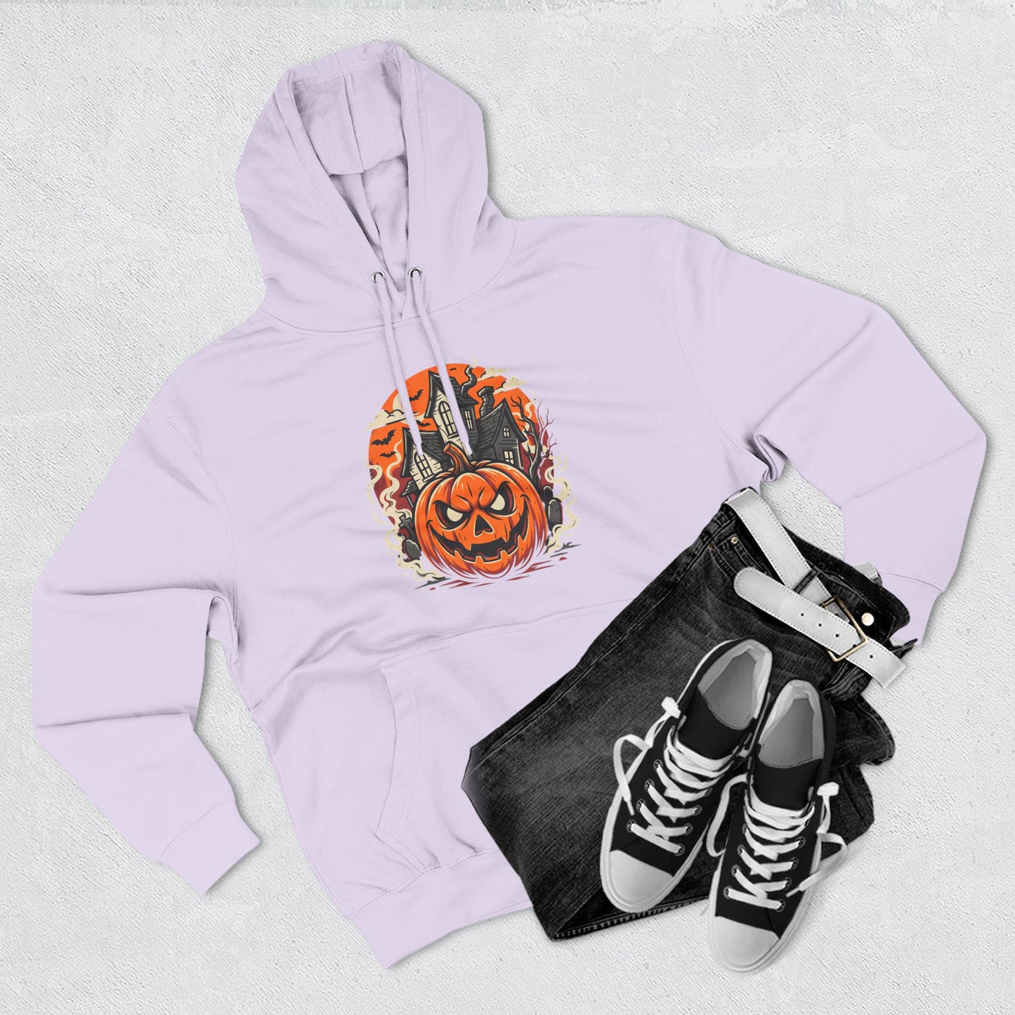 Halloween Pumpkin Hoodie — Jack-O'-Lantern Haunted House Fleece Hoodie