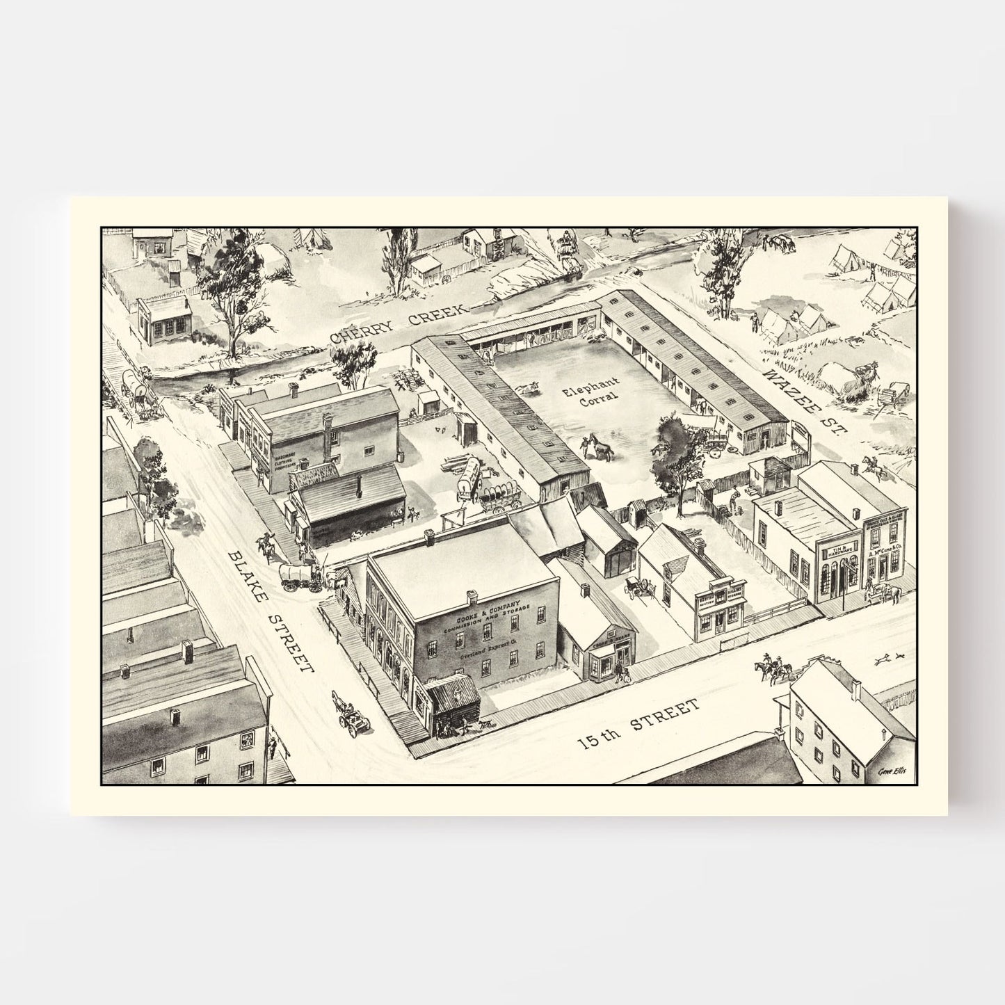 Vintage Map of Denver, Oklahoma 1860