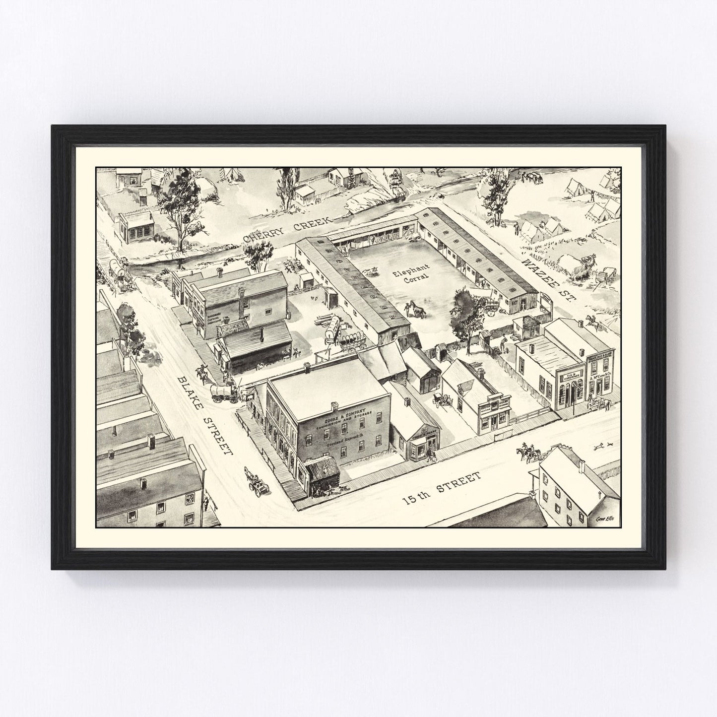 Vintage Map of Denver, Oklahoma 1860