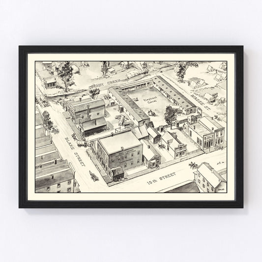 Vintage Map of Denver, Oklahoma 1860