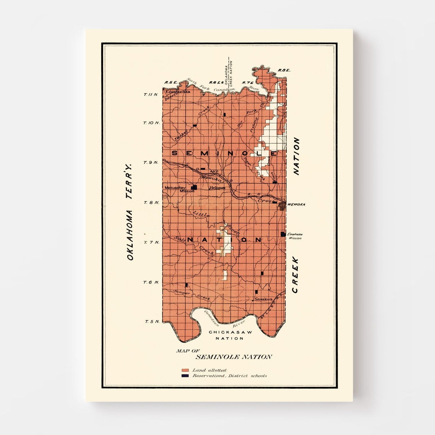 Vintage Seminole Nation Map 1903