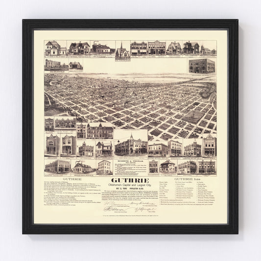 Vintage Map of Guthrie, Oklahoma 1891