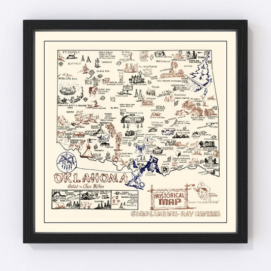 Vintage Map of Oklahoma 1940