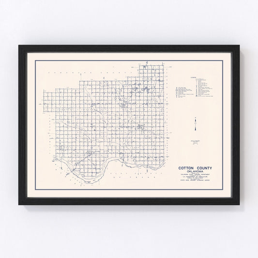 Vintage Map of Cotton County, Oklahoma 1936